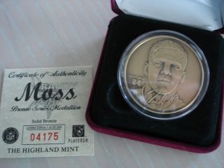   Randy Moss Solid Bronze Medallion Coin Highland Mint Ltd Ed Case Box