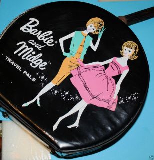 Vintage Barbie Midge Travel Pals 1963 Ponytail Doll Case Hat Box Style