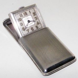  DECO SOLID SILVER MINIATURE TRAVEL WATCH SYLVAIN DREYFUSS ROTARY 1925