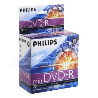 20 Philips Mini 4X DVD R Silver Branded Blank DVDR Disc