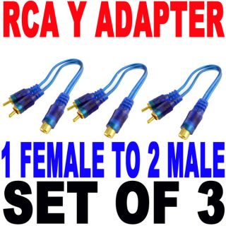 3X RCA 1 Female to 2 Male Y Splitter Adapter Cable 3 PC