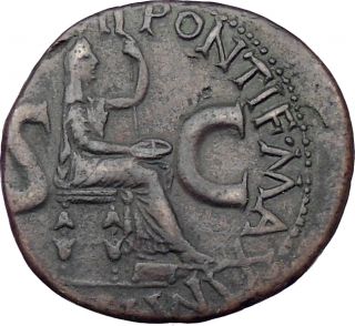 TIBERIUS and LIVIA, Rome, 15AD, Copper As. Certified Roman Coin.