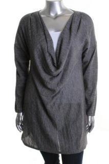 Eileen Fisher New Gray Heathered Drape Neck Long Sleeve Pullover