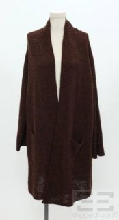Eileen Fisher Woman Red Brown Baby Alpaca Open Front Sweater Size 3X