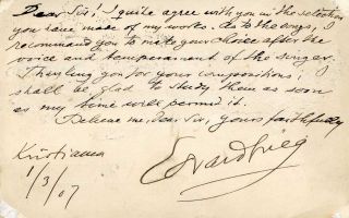  Edvard Grieg Autograph