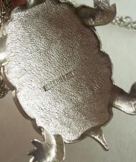 Vintage Eisenberg Enamel Turtle Necklace Pendant Figural