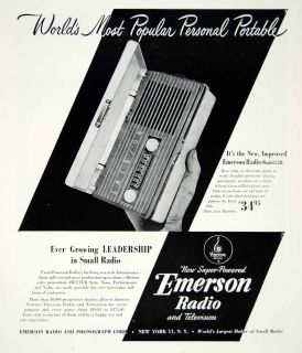  Emerson Radio Phonograph Corporation Television Electronics Portable