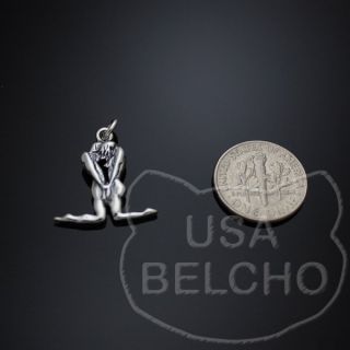925 Sterling Silver Man Woman Loving Couple Charm Pendant Belcho USA