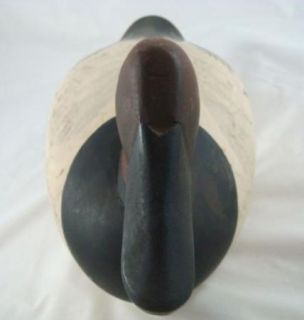 Antique Wooden Decoy Duck Canvasback Carved Hand Painted Red Circles