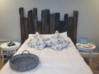 Rustic barn wood bed headboard