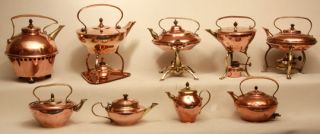  Signed W.A.S. BENSON Copper Spirit Kettle & Stand Arts & Crafts