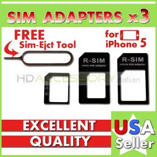  4S 4 Adapter for Nano Sim Micro Sim Free Sim Eject Tool