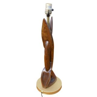  table lamp 1950s sculptural wood body rests on bronze base electric