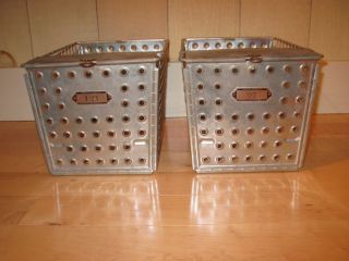 Pair of Vintage Midcentury Wire Gym Baskets Industrial Decor