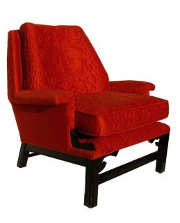   MODERN HOLLYWOOD REGENCY CHINESE LOUNGE CHAIR MONT DUQUETTE GLAM