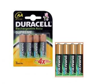 DURACELL AA 2450mAh SUPREME RECHARGEABLE BATTERIES BATTERY PACK OF 4
