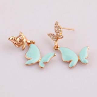 shiny rhinestone butterfly stud elegant earrings