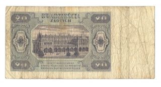Poland 20 Zlotych 1948 F Banknote P 137 Seria CI