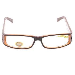  Ed Hardy eyeglasses features a rectangle plastic frame clear plastic