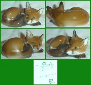 1970s Sleeping Fox Cub Figurine by Rosenthal Germany A Sinko 1542