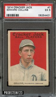 1914 Cracker Jack 7 Edward Eddie Collins HOF Philadelphia PSA 5 EX LOW