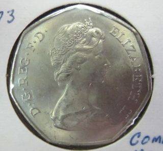1973 Great Britain 50 Pence Elizabeth II Coin