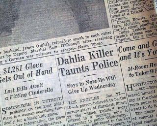 BLACK DAHLIA Elizabeth Short Murder Case & GRACE MOORE Death 1947 Old
