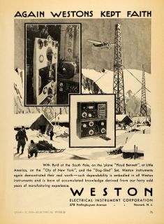 1930 Ad Weston Electrical Instrument Corp Plane Sled Original