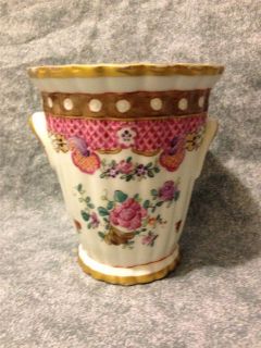Edme Samson Porcelain Vase Cache Pot 4 5 Hand Painted Flowers Insects