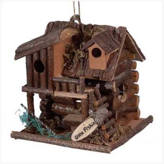 New Log Cabin Gone Fishin Birdhouse