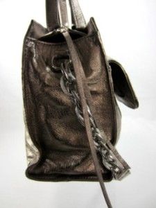 Elliott Lucca Leather Roma Pyrite Metallic Satchel Handbag Purse Tote