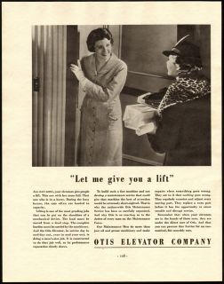 1935 print ad otis elevator company give you a lift vintage