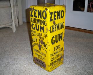Antique Yellow Zeno Chewing Gum Porcelain 1 Cent Machine Case Only