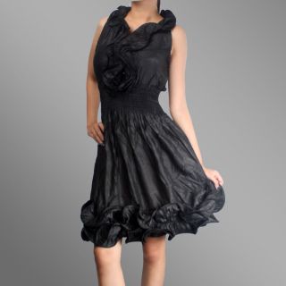 Romantic Elizabethan Ruffle Smocked Collar Dress L Size