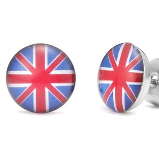 New Rocking UK Flag Stainless Steel Stud Earrings for Men Jewelry