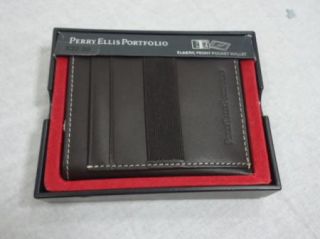 Perry Ellis Portfolio Elastic Front Pocket Wallet BROWN O/S nwt