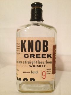 Empty decorative glass bottle decanter / Knob Creek Kentucky bourbon