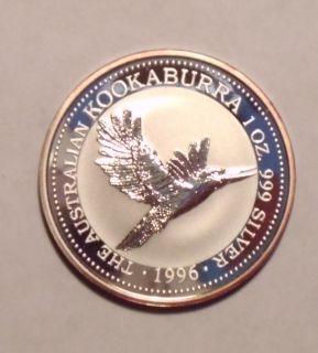 1996 Australian Kookaburra 1 oz Silver One Dollar Coin