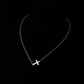 NEW 925 Sterling Silver Sideways Cross Pendant Chain Necklace (Made in