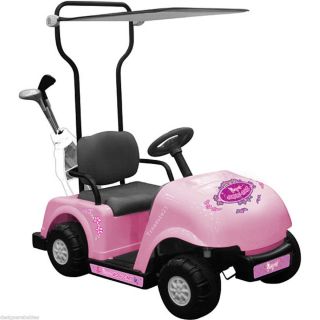 One Seater Pink 6V Golf Cart Ride on Scooter Kids Golf Bag Clubs New