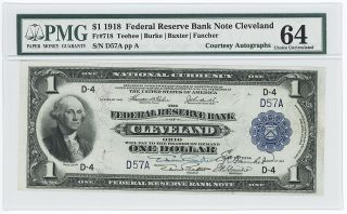 1918 Bank Note Courtesy Autographs Cleveland PMG 64