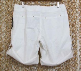  Womens White Linen Convertible Elson Bermuda Shorts New Sz 12