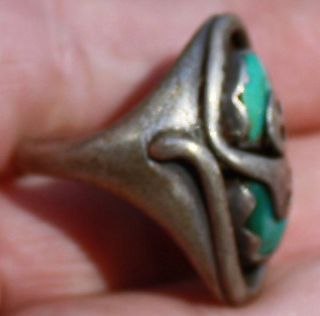  Old Pawn Zuni Sterling Silver & Turquoise SNAKE Ring By EFFIE CALAVAZA