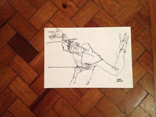 Egon Schiele Pencil Drawing Inscribed