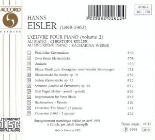 AVANT 4CD BOX SET Hans Eisler CHAMBER & PIANO MUSIC AGAINST 3rd REICH