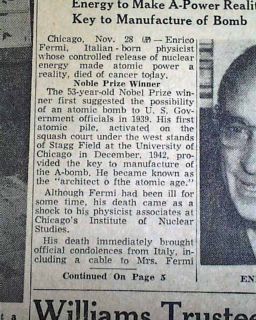  Doss Serial Killer Arrest Enrico Fermi Death 1954 Newspaper