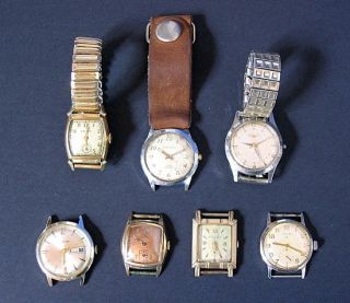 Vintage Wrist Watch Lot Elgin Waltham Caravelle Bulova Kelbert Cadaux