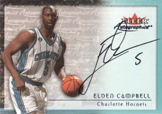  01 Fleer Autographics Autograph Elden Campbell AUTO Charlotte Hornets