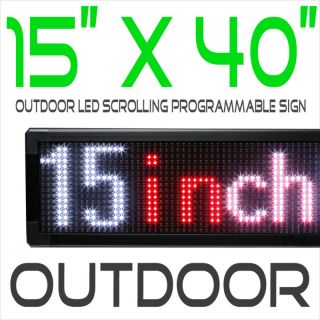 15x40 Outdoor LED Programmable Scrolling Sign WR 3 Color Remote