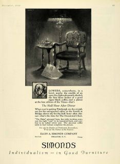 1924 Ad Simonds Chair Furniture Syracuse Home Decor ORIGINAL